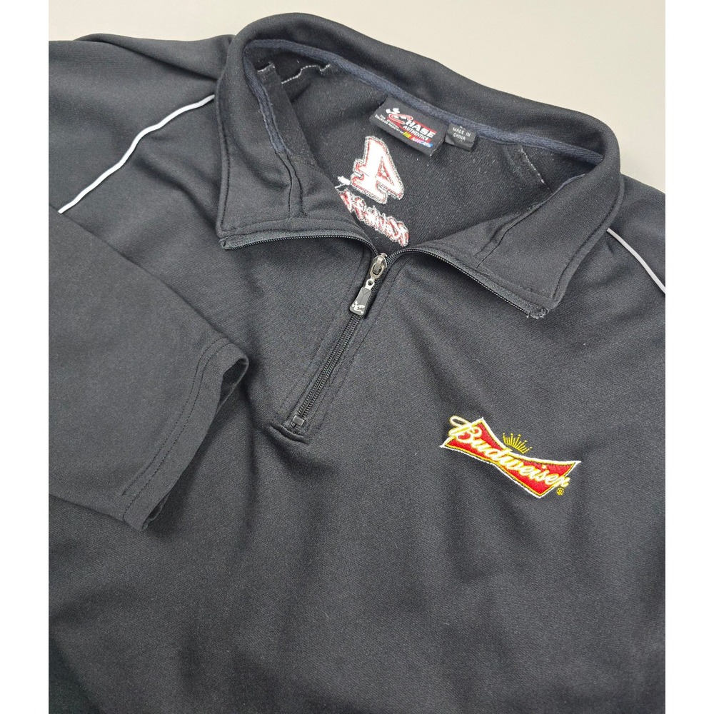 Chase Authentics NASCAR Kevin Harvick #4 Budweiser Quarter Zip Pullover Black LG